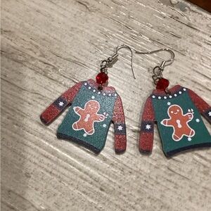 🎄Festive Gingerbread “ugly Christmas” Sweater Earrings